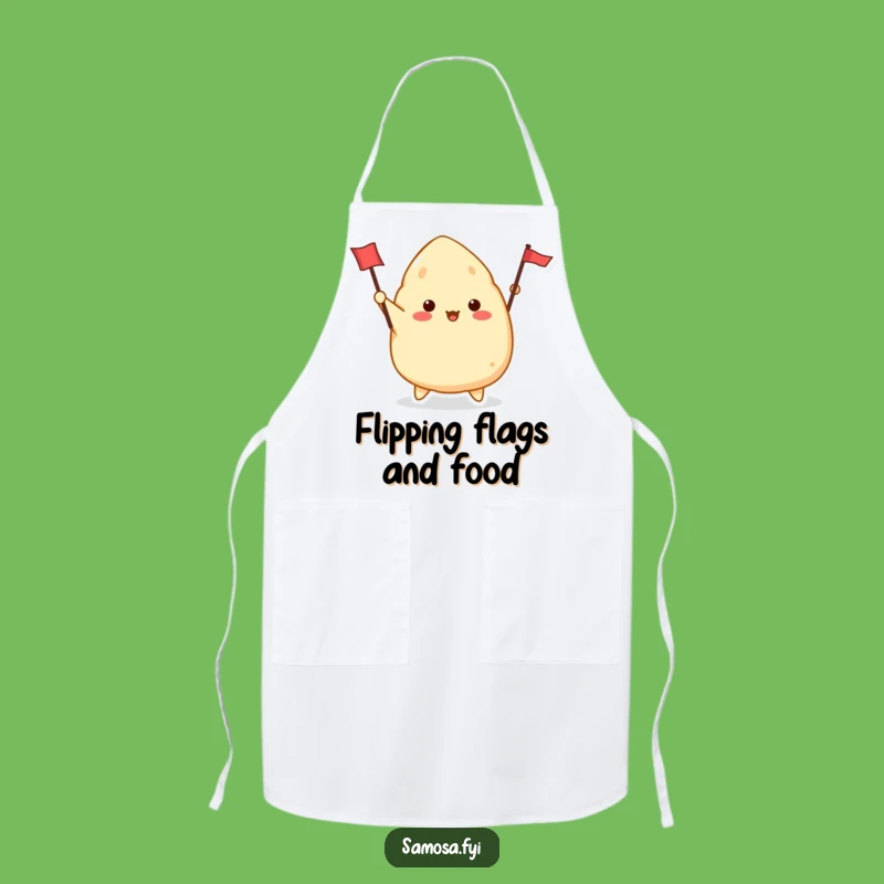 Funny Samosa Waving Flag Apron - Enthusiastic Chef's Wear, Hilarious Funny Gift!