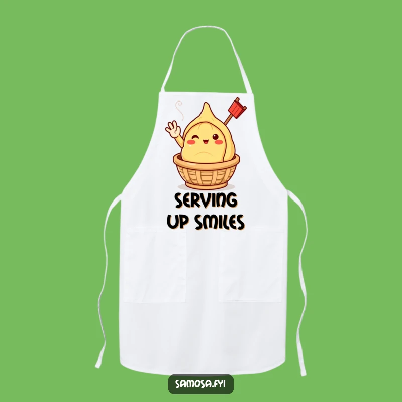 Funny Samosa Welcoming Apron - Cheerful Steaming Character Chef