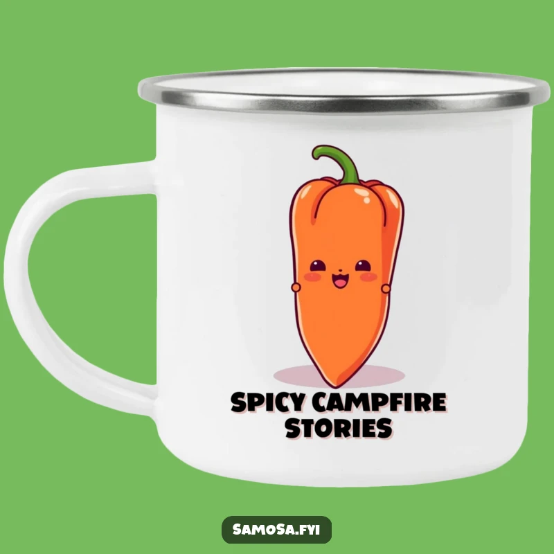 Funny Chili Samosa Camping Mug: Adventure with a Secret! A Rugged Funny Gift.