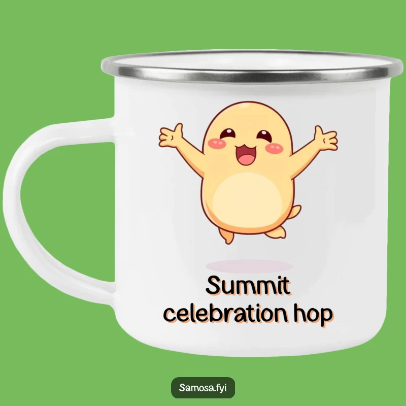 Funny Happy Samosa Hop Camping Mug: Joyful Sips Outdoors, Perfect Adventure Gift