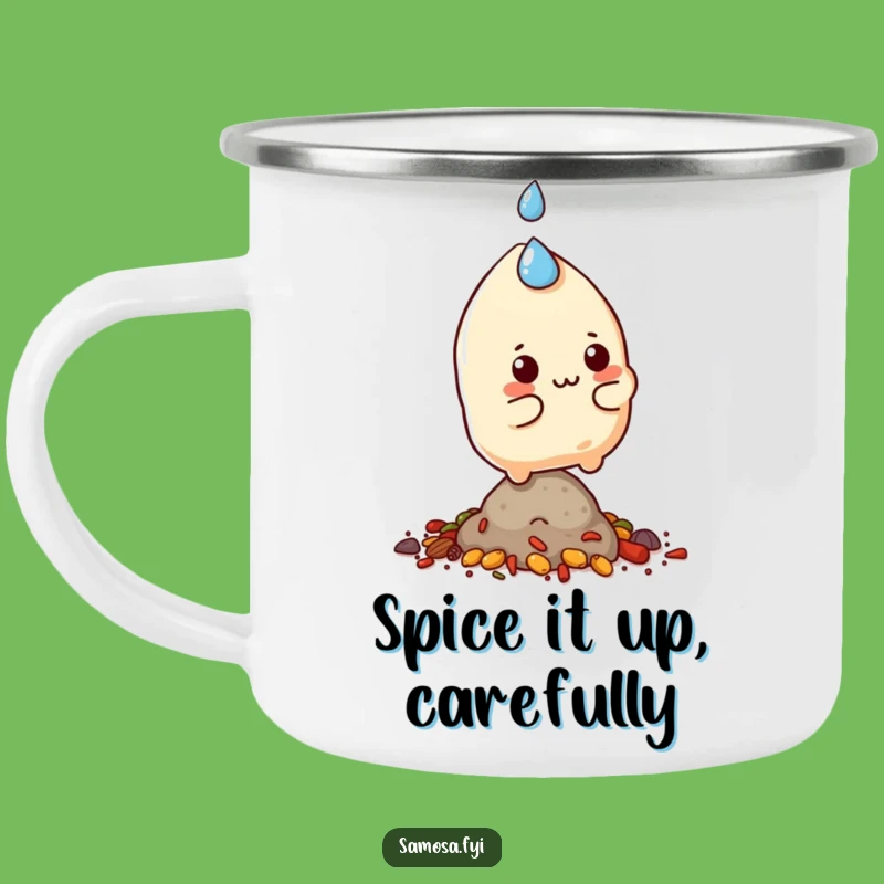 Funny Samosa Campfire Mug - Durable Spiced Character Outdoor Gift