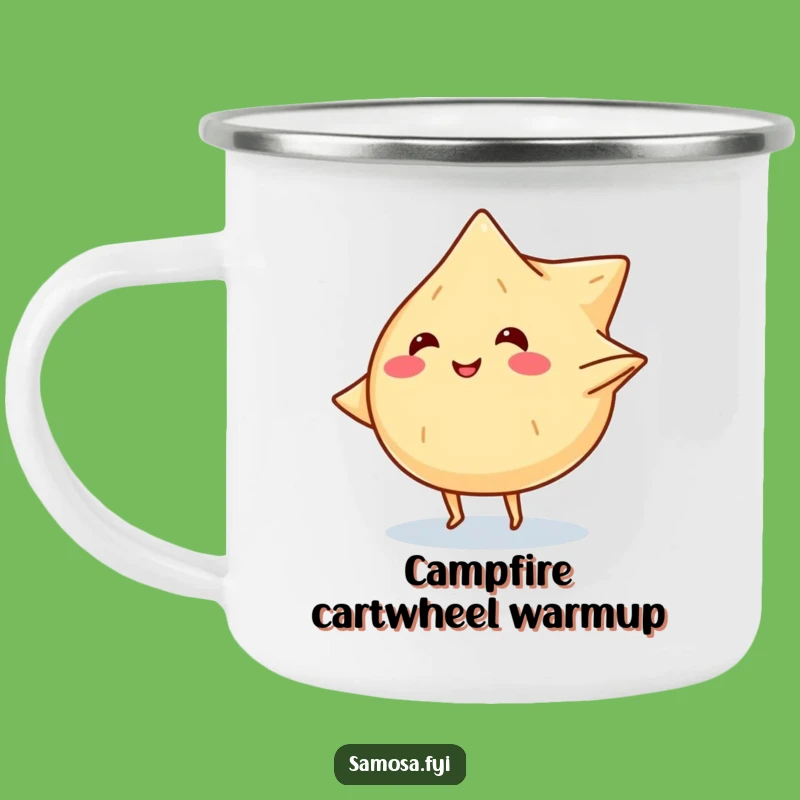 Funny Samosa Cartwheel Camping Mug: Snack Fuel for Outdoor Fun
