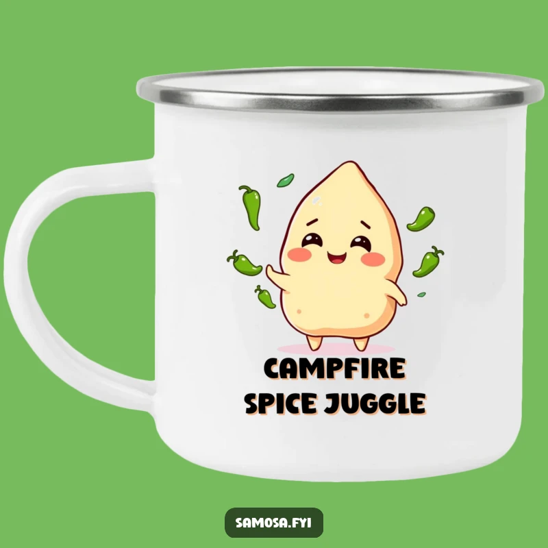 Funny Samosa Juggling Camping Mug: Adventure Fueled by Spicy Humor