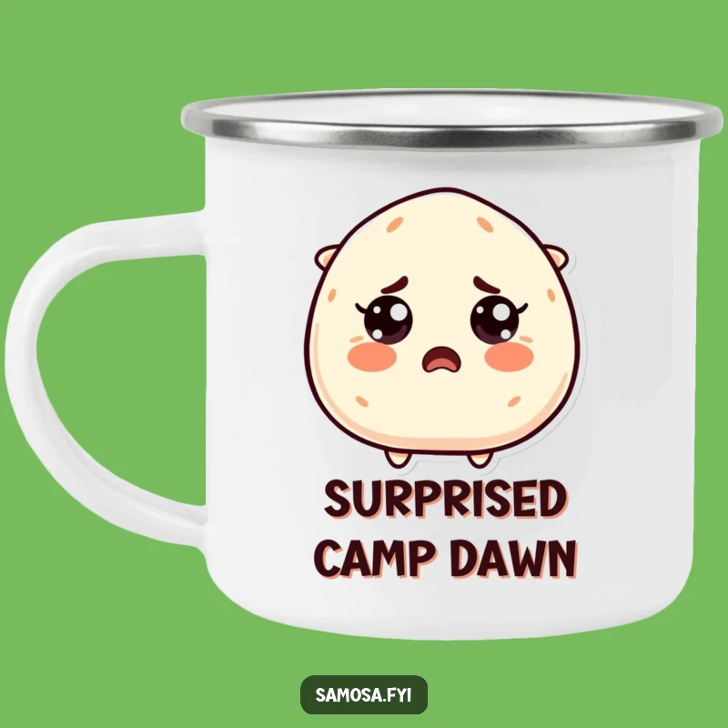 Funny Startled Samosa Camping Mug: Adventure Fueled by Surprised Humor