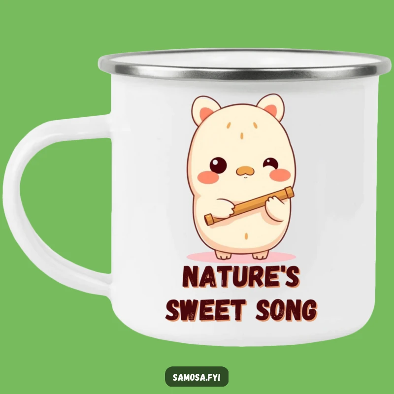 Funny Shy Samosa Flute Camping Mug: Sip Your Serenity Outdoors
