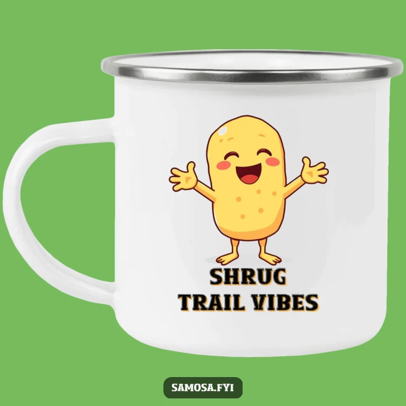 Funny Chickpea Fritter Shrug Camping Mug: Your Go-To for Trailside 'Whatever'