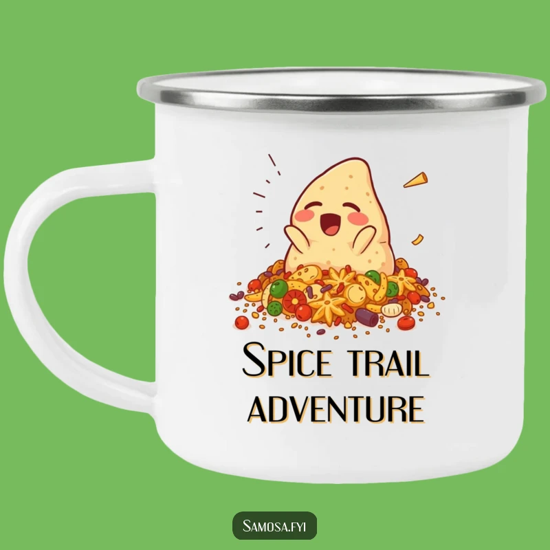 Funny Falling Samosa Camping Mug: Sip Your Spicy Adventures