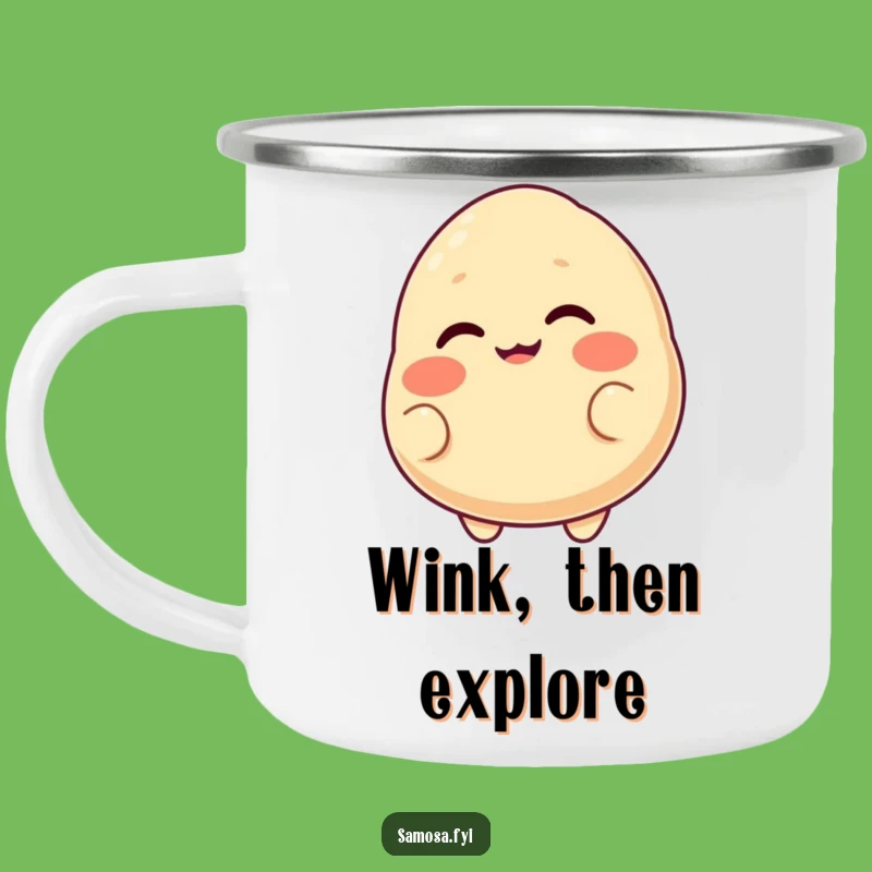 Funny Samosa Winking Camping Mug: Cheeky Adventure Fuel, Ideal Funny Gift