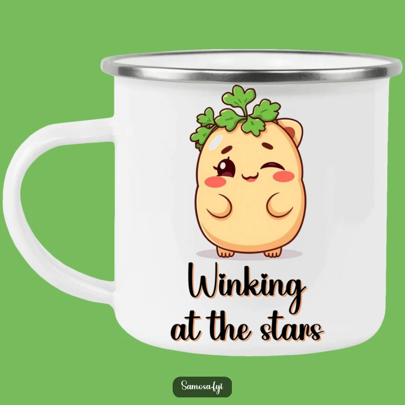 Funny Samosa Camping Mug - Mischievous Wink Adventure Gift