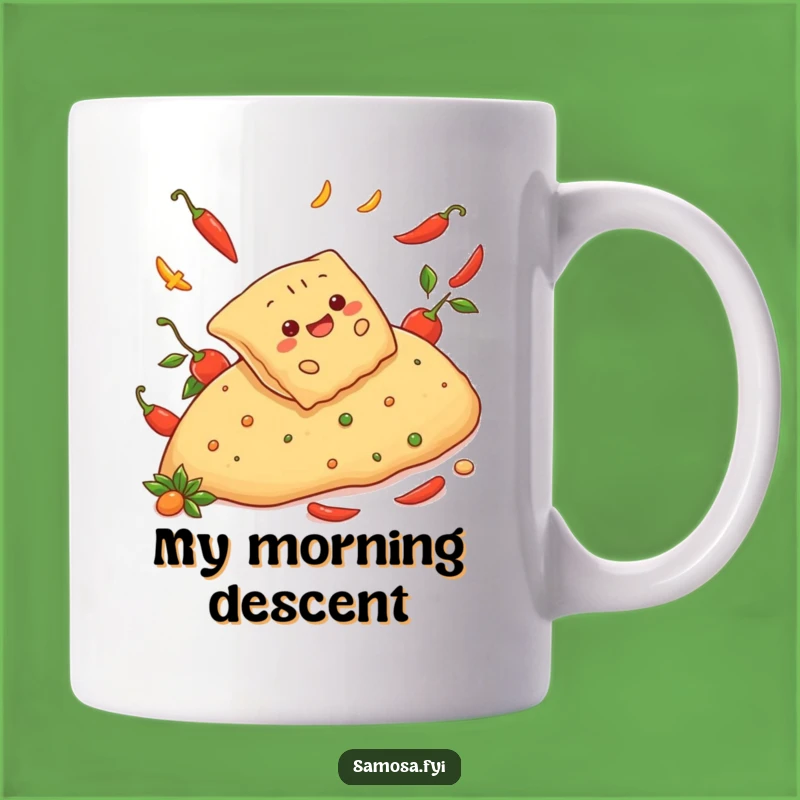 Funny Cheerful Samosa Pepper Slide Mug: Spicy Adventure Fun, Perfect Gift Choice
