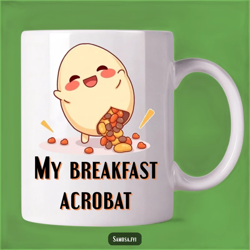 Funny Giggling Samosa Cartwheel Mug: Messy Fun & Laughter, Perfect Whimsical Gift