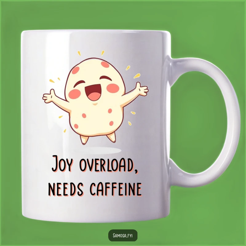 Funny Joyful Samosa Mug: Exude Happiness! A Vibrant Funny Gift for Enthusiasts.