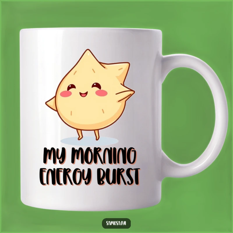 Funny Samosa Cartwheel Mug: Smiling Snack Character, Perfect Funny Gift
