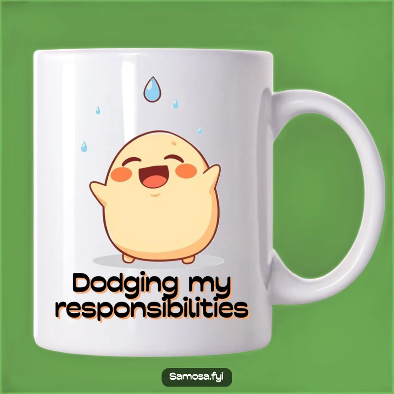 Funny Samosa Mug: Hilarious Dodging Raindrop Design, Perfect Humorous Gift