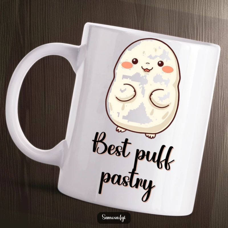 Funny mug showcasing a samosa proudly puffing out its chest, exuding confidence and a sense of achievement.