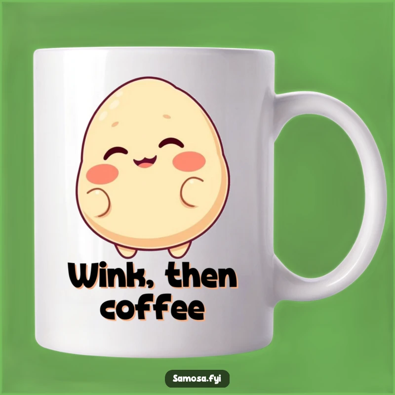 Funny Samosa Winking Mug: Cheeky Character Funny Gift
