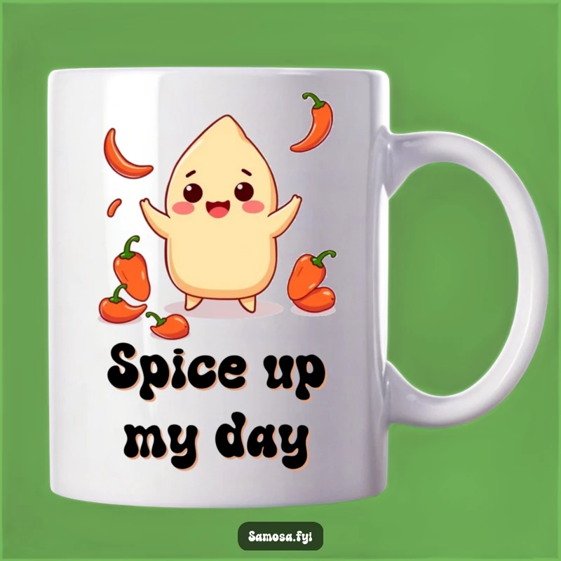 Funny Smiling Samosa Chili Pepper Mug: Juggling Heat Fun, Perfect Spicy Gift Choice