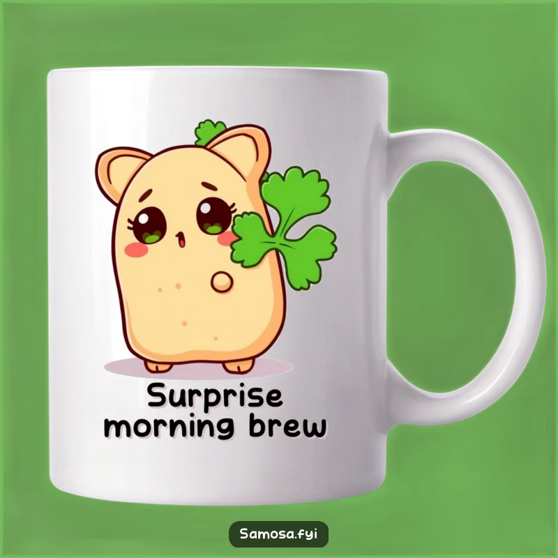 Funny Surprised Samosa Coriander Mug - Hilarious Peek-a-Boo Snack Gift