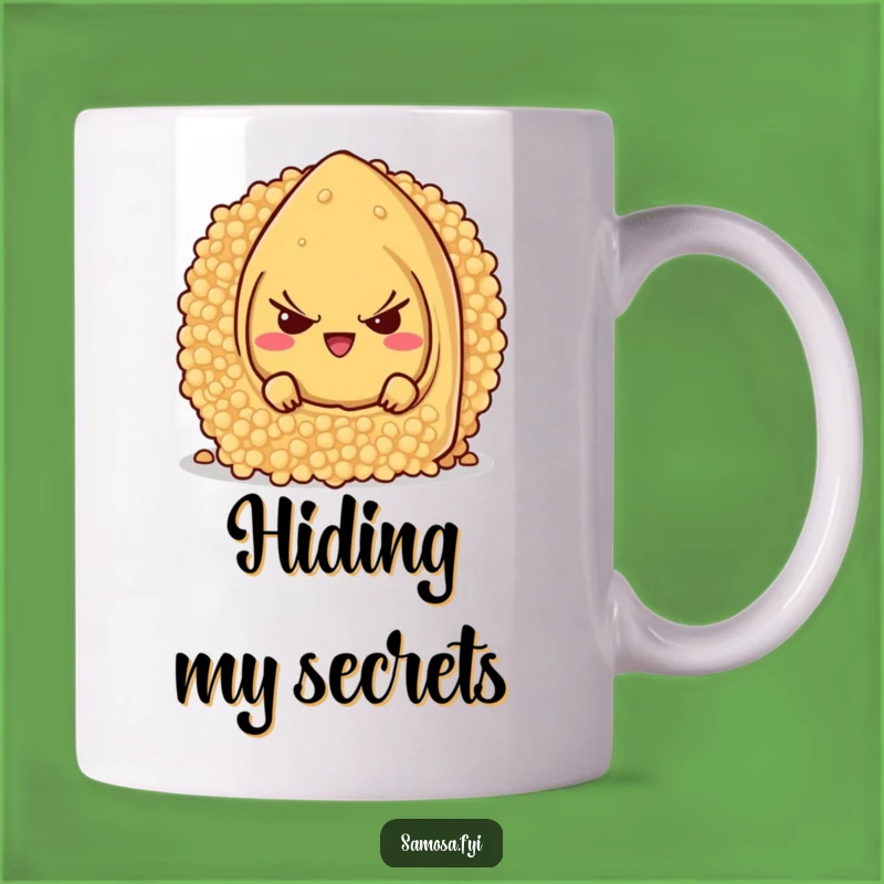 Funny Samosa Hide Mug - Mischievous Couscous Cartoon Character