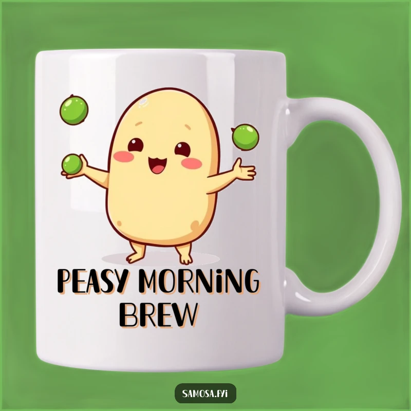 Funny Samosa Juggling Peas Mug - Happy Snack Character Funny Gift