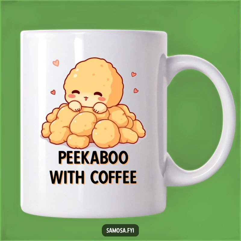Funny Pakora Peeking Mug: Shy Snack Character, Perfect Funny Gift