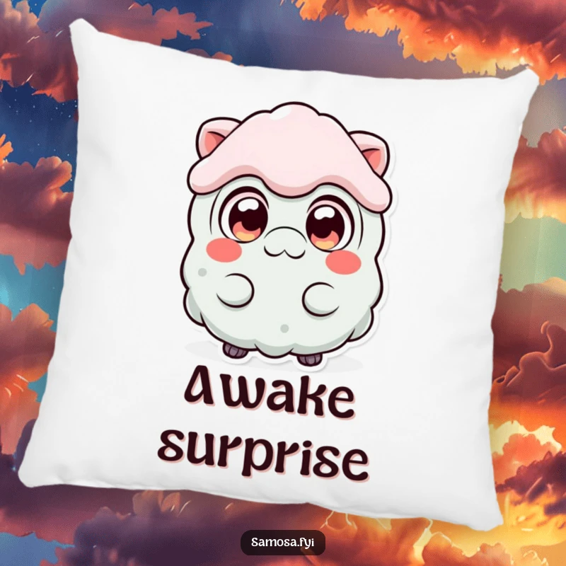 Funny Surprised Samosa Pillow featuring a samosa character with wide, astonished eyes, embodying comical surprise and disbelief.