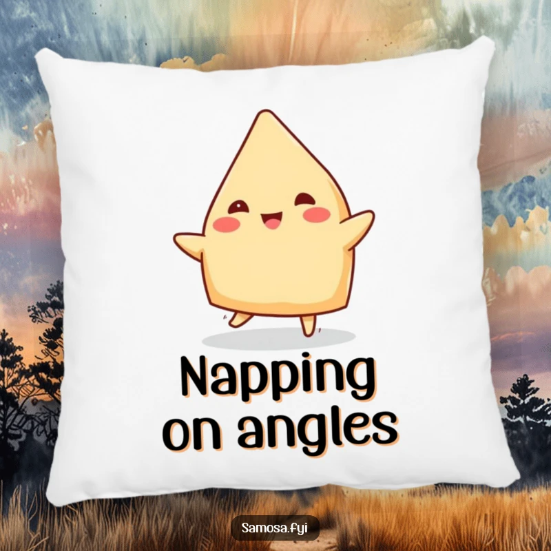 Funny Samosa Pillow: A soft cushion featuring a cheerful samosa doing a jig, adding playful and happy vibes to any room.