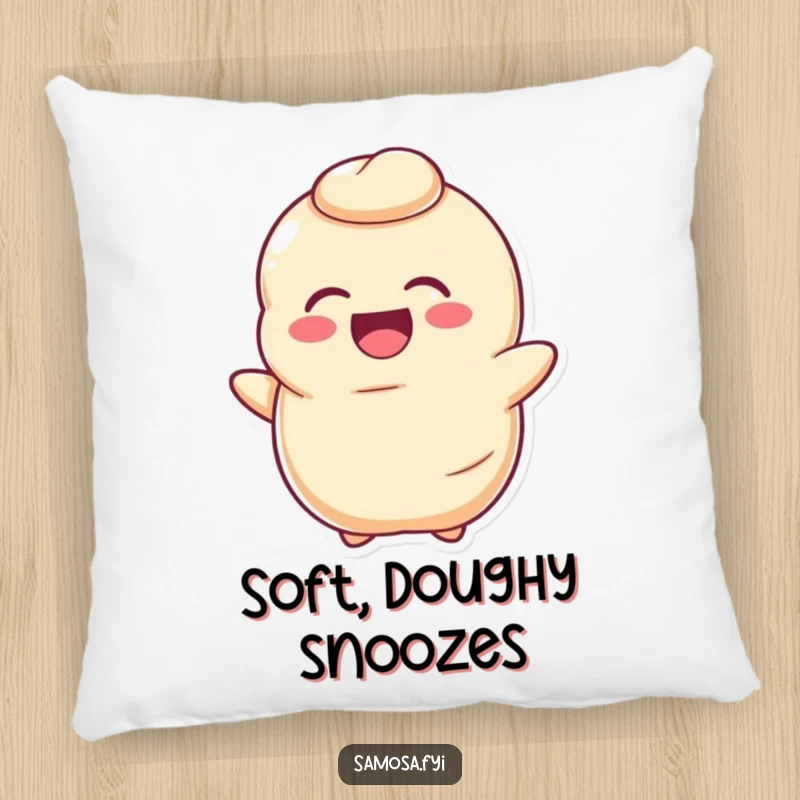 Funny Dough Pillow showcases a happy, deflated dough character mid-laugh, bringing humorous comfort and charm.