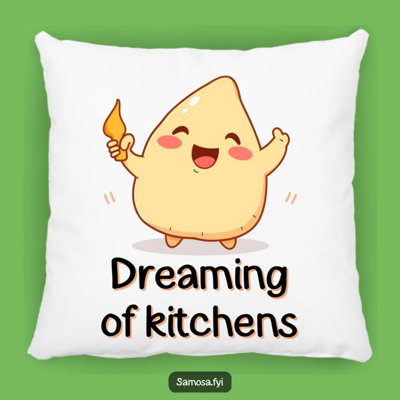 Funny Happy Samosa Frying Pan Pillow: Comfy and Hilarious Kitchen Decor