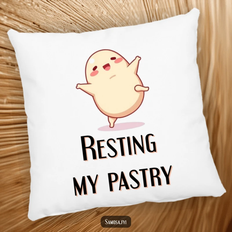 Funny Samosa Pillow: Soft cushion featuring a joyful samosa in mid-cartwheel, a humorous addition to any seating area.