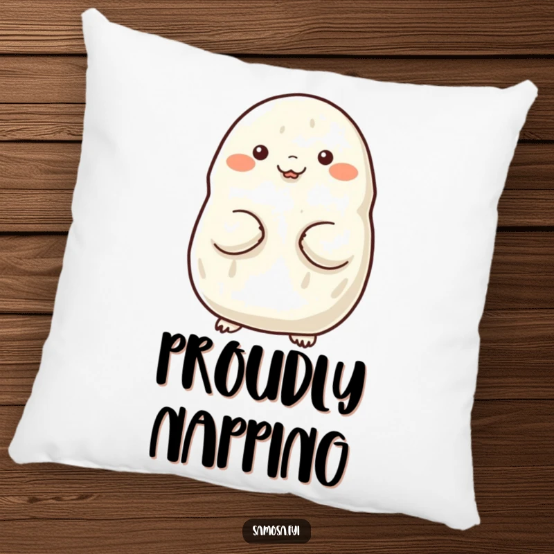 Funny decorative pillow with a samosa proudly puffing out its chest, providing comfort and a humorous, confident touch.