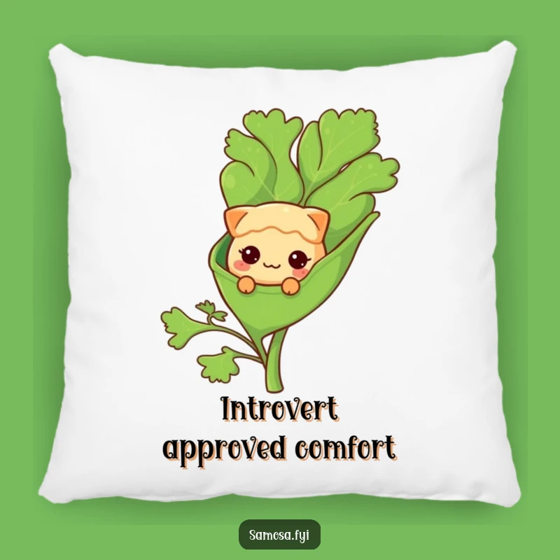 Funny Shy Samosa Coriander Leaf Pillow - Cozy & Cute Comfort