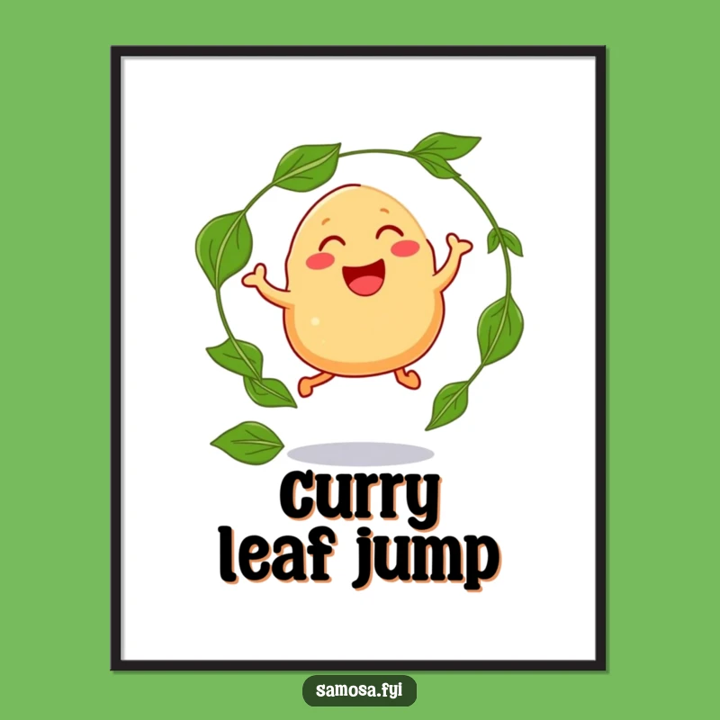 Funny Samosa Jumping Digital Art: Playful Decor, Perfect Funny Gift