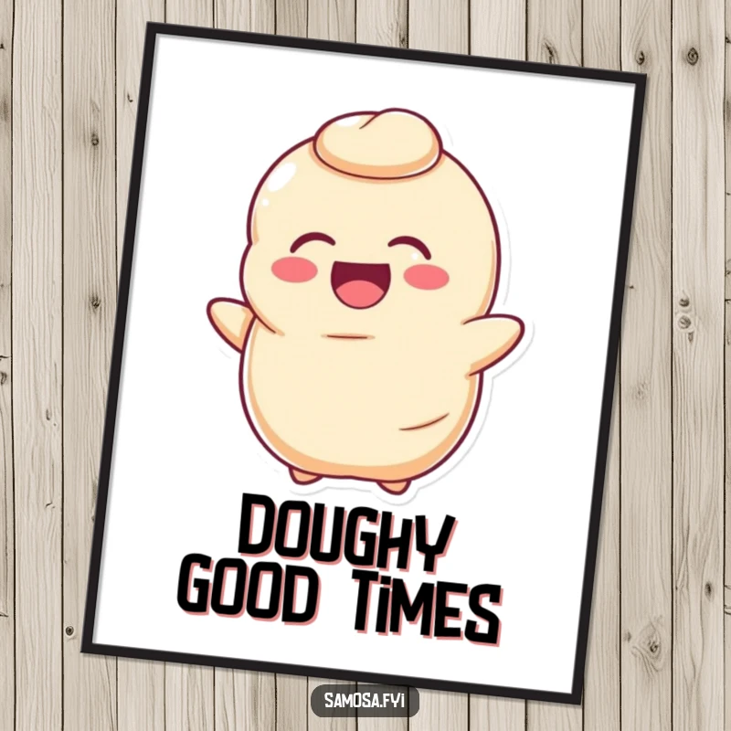 Funny Laughing Dough Digital Art Print shows a happy, deflated dough character laughing contagiously, perfect for instant humorous decor.