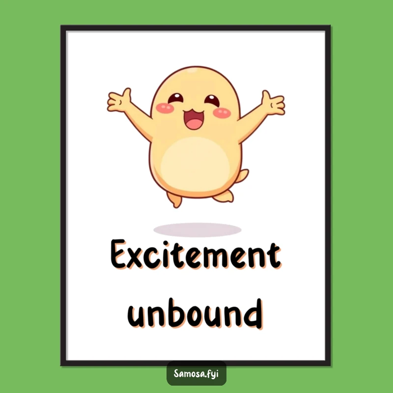 Funny Happy Samosa Hop Digital Art: Instant Joyful Decor, Perfect Gift Download