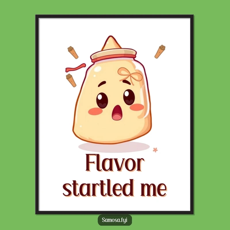 Funny Samosa Digital Print - Shocked Snack Decor for Hilarious Gift Ideas