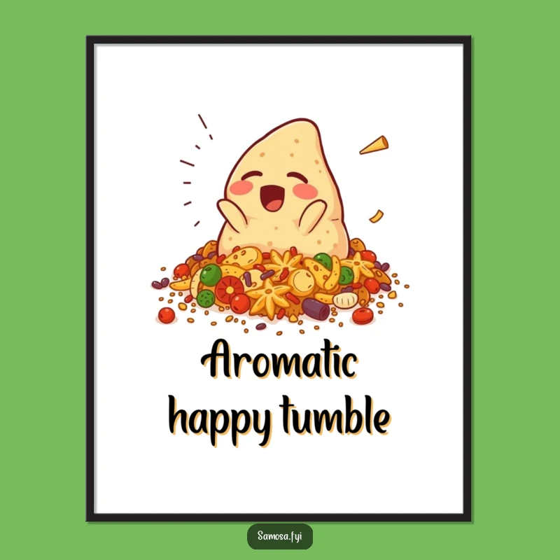 Funny Falling Samosa Digital Print: Instant Spicy Wall Art