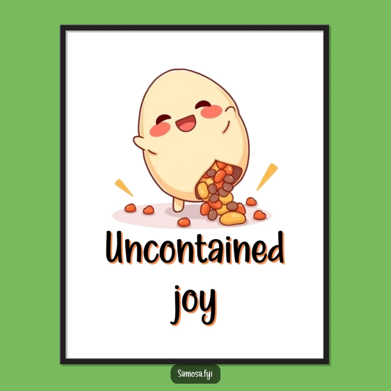 Funny Giggling Samosa Cartwheel Digital Art: Instant Messy Decor, Perfect Gift Download