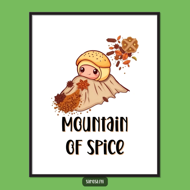 Funny Pastry Spice Mountain Digital Art: Hilarious Baking Adventure Printable for Walls