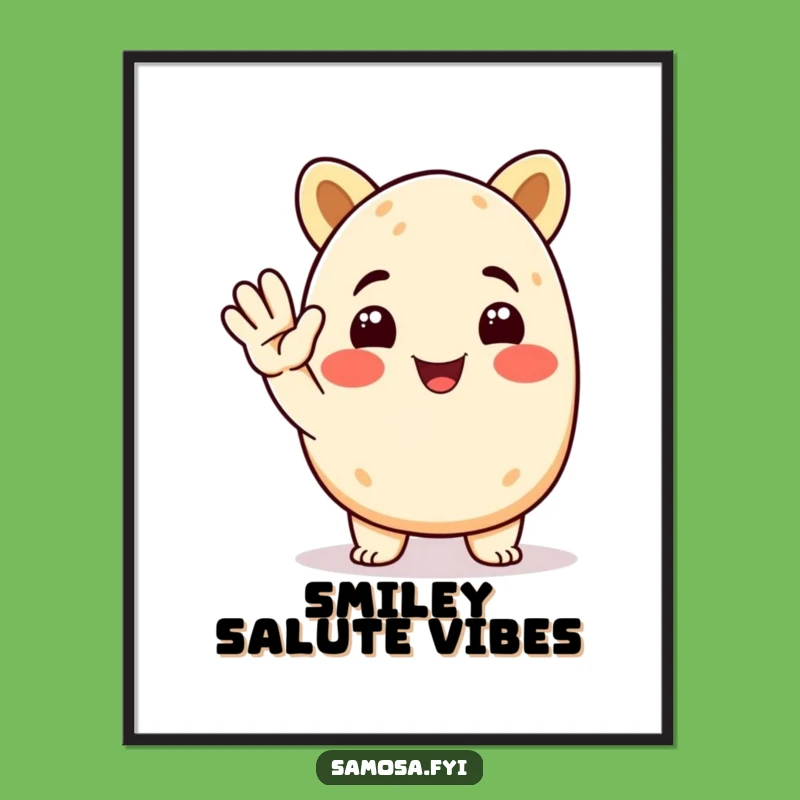 Funny Samosa Digital Art: Animated Character Saluting, Instant Humorous Decor Download