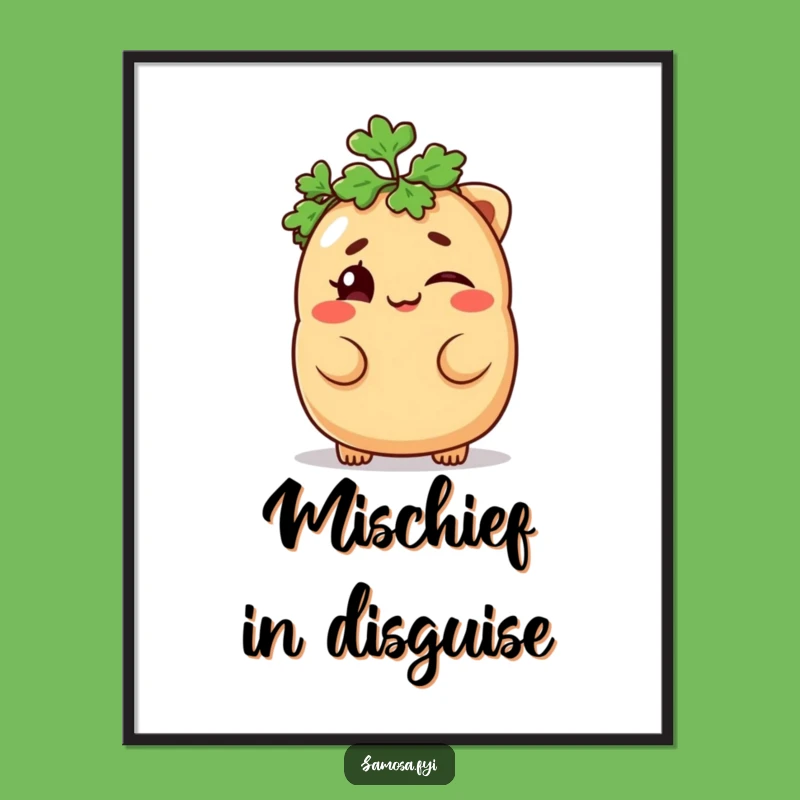 Funny Samosa Digital Art - Mischievous Wink Parsley Hat Design Gift