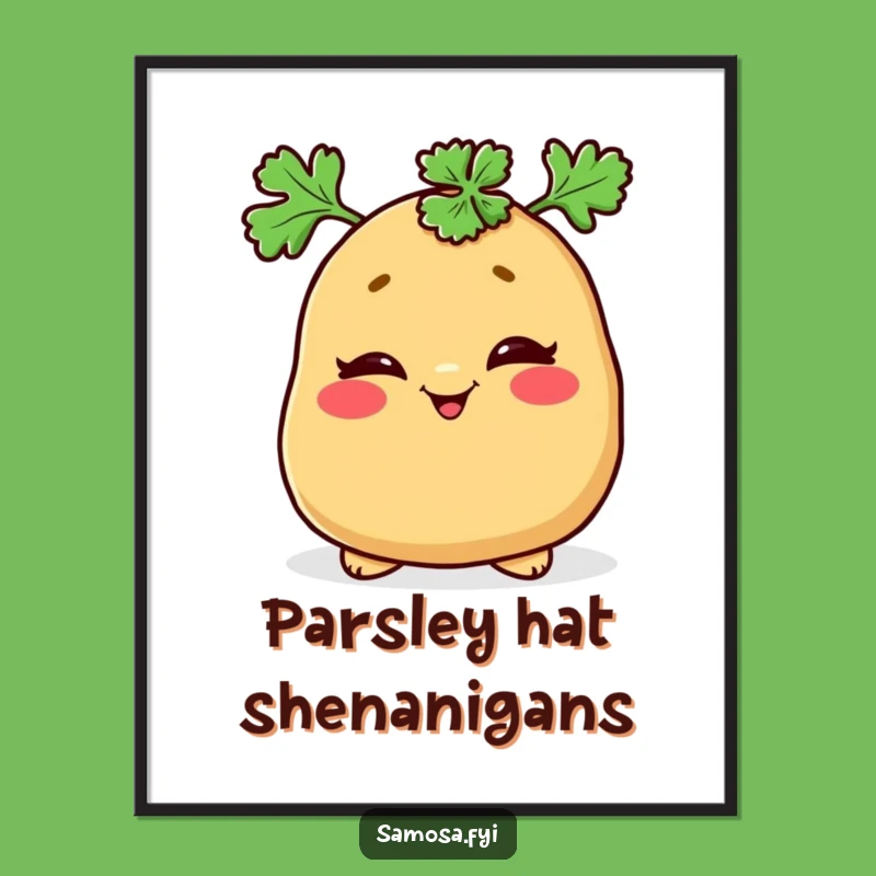 Funny Samosa Parsley Hat Digital Art - Instant Mischief Decor, Hilarious Funny Gift