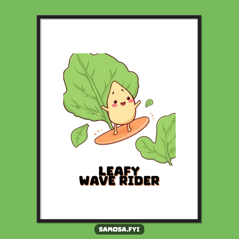 Funny Samosa Surfing Digital Art: Whimsical Decor, Perfect Funny Gift