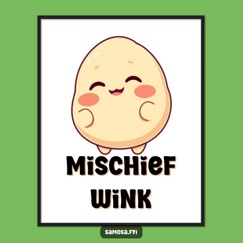Funny Samosa Winking Digital Art: Cheeky Decor, Perfect Funny Gift
