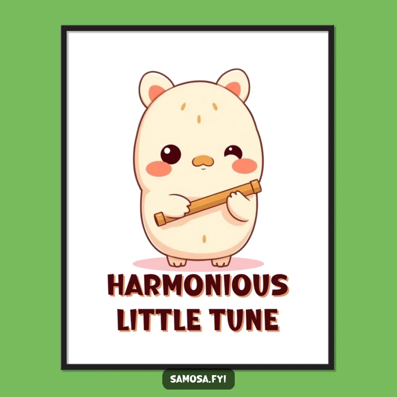 Funny Shy Samosa Flute Digital Print: Instant Gentle Music Art