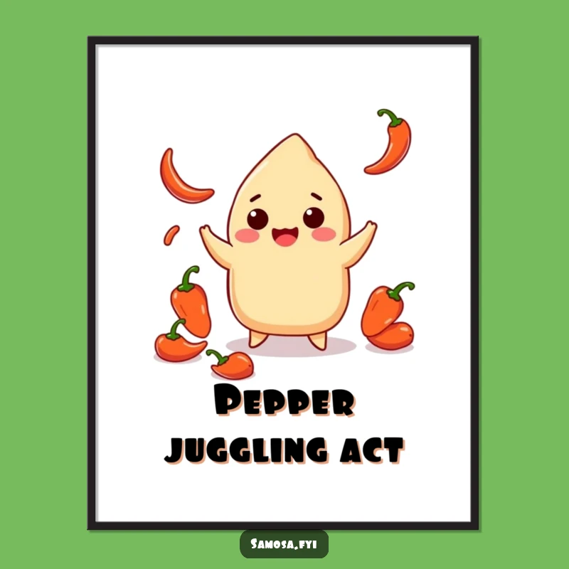 Funny Smiling Samosa Chili Digital Art: Instant Spicy Decor, Perfect Gift Download