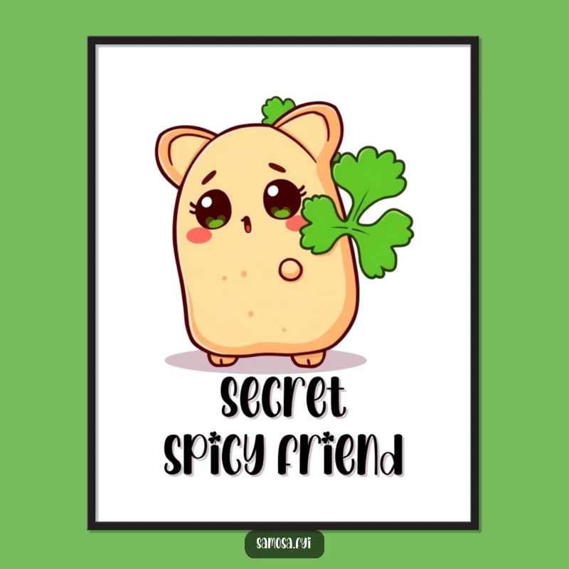 Funny Surprised Samosa Coriander Digital Art - Vibrant Playful Decor