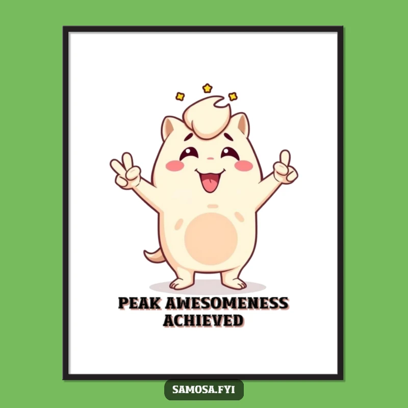 Funny Triumphant Samosa Digital Print: Instant Victorious Wall Art