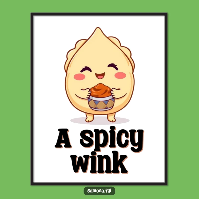 Funny Winking Samosa Digital Art - Instant Indian Snack Charm, Perfect Funny Gift for Walls!