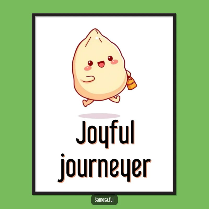 Funny Samosa Digital Art: Joyful Skipping Print, Instant Humorous Gift